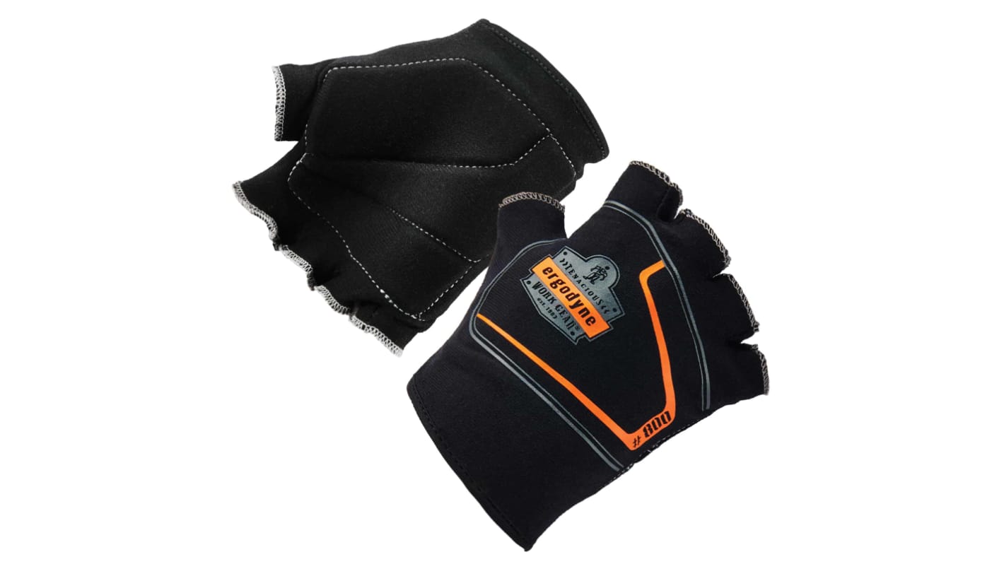 Ergodyne ProFlex 800 Black Spandex Anti-Vibration Work Gloves, Size 7