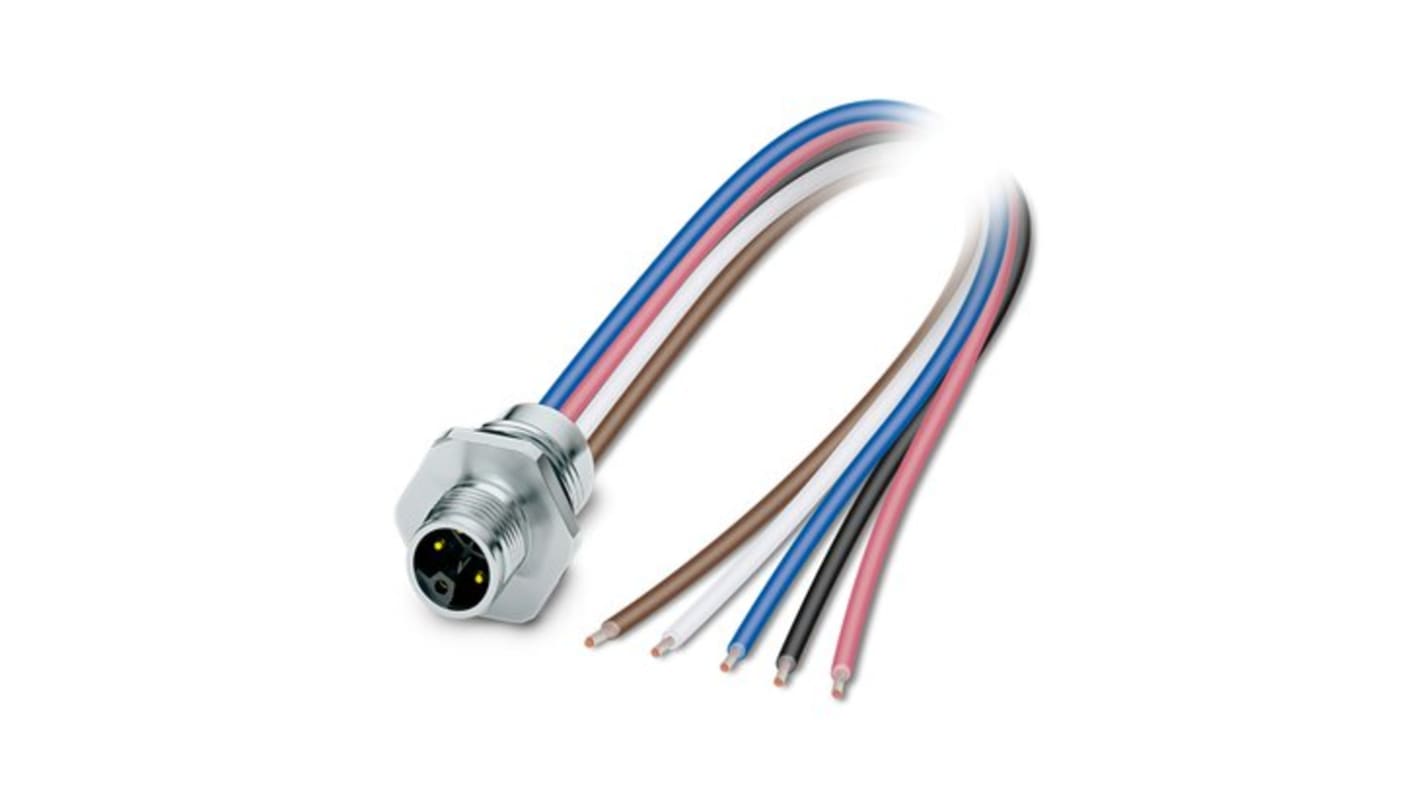 Phoenix Contact Circular Connector, 5 Contacts, Front Mount, M12 Connector, Plug, Male, IP65, IP67, SACC Series
