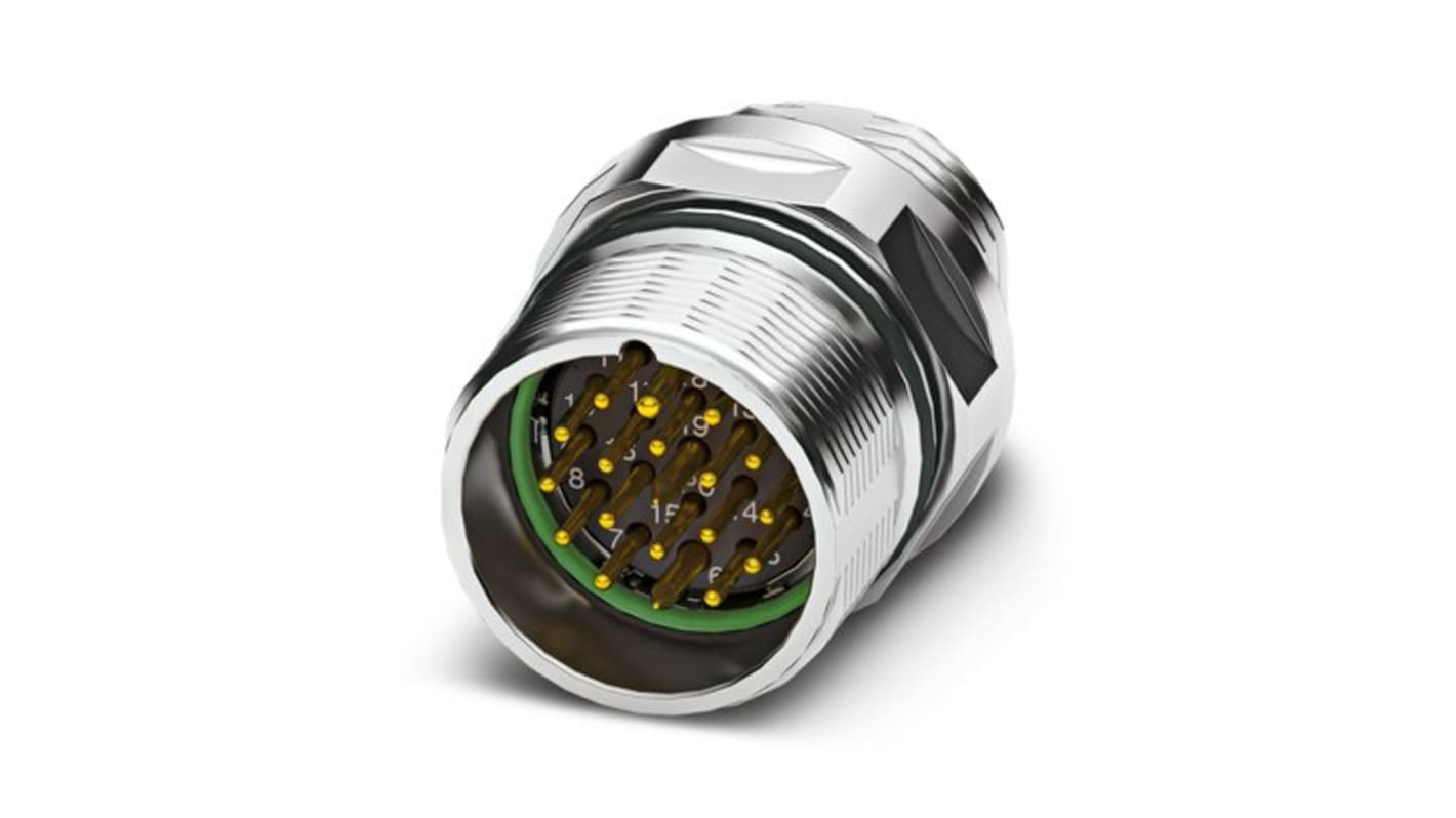 Phoenix Contact Circular Connector, 19 Contacts, Front Mount, M23 Connector, Plug, Male, IP67, CA Series