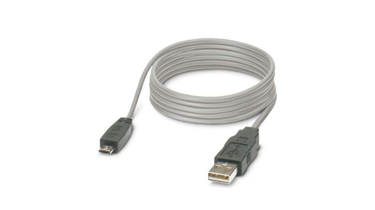 Cable USB Phoenix Contact, con A. USB A Macho, con B. Micro USB B Macho, long. 2m