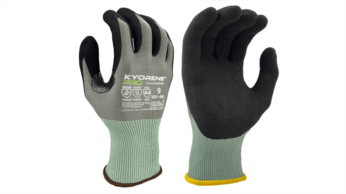 KYORENE K01-403 Grey Graphene General Purpose Work Gloves, Size 7, Nitrile Micro-Foam Coating