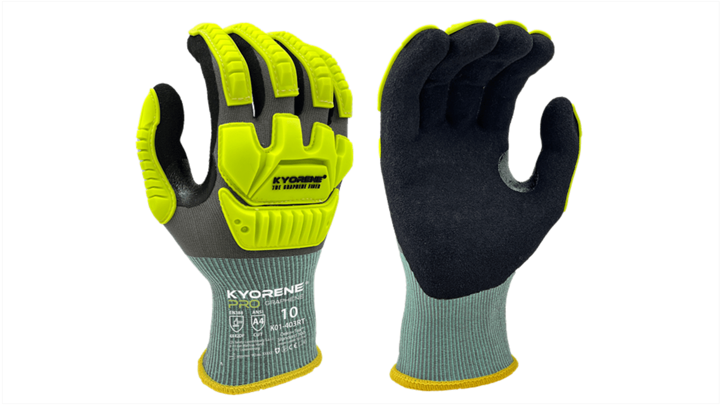 KYORENE K01-403RT Grey Graphene Cut Resistant, Impact Protection Work Gloves, Size 9, Nitrile Micro-Foam Coating