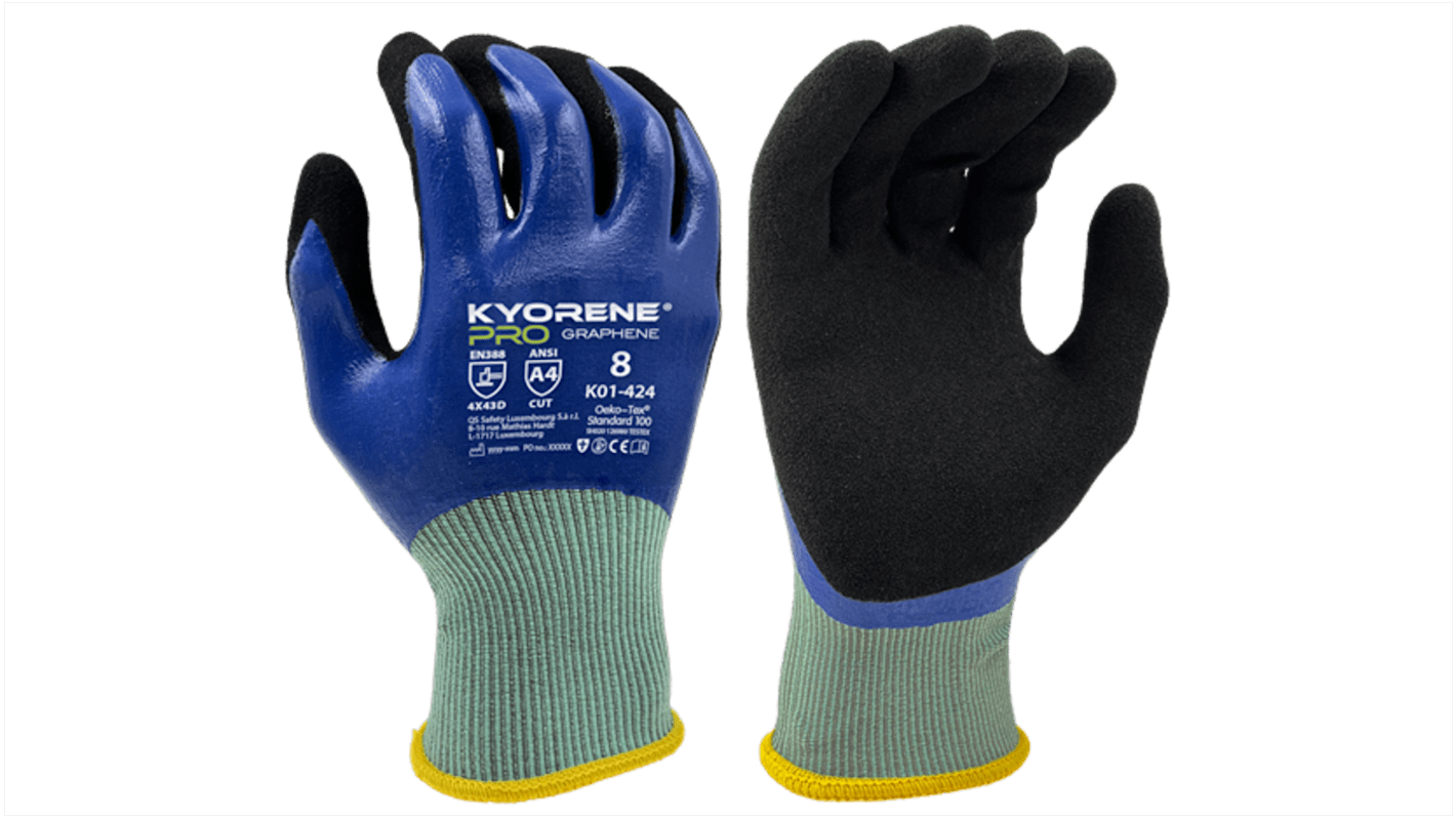 KYORENE K01-424 Grey Graphene Cut Resistant Work Gloves, Size 6, Nitrile Micro-Foam Coating