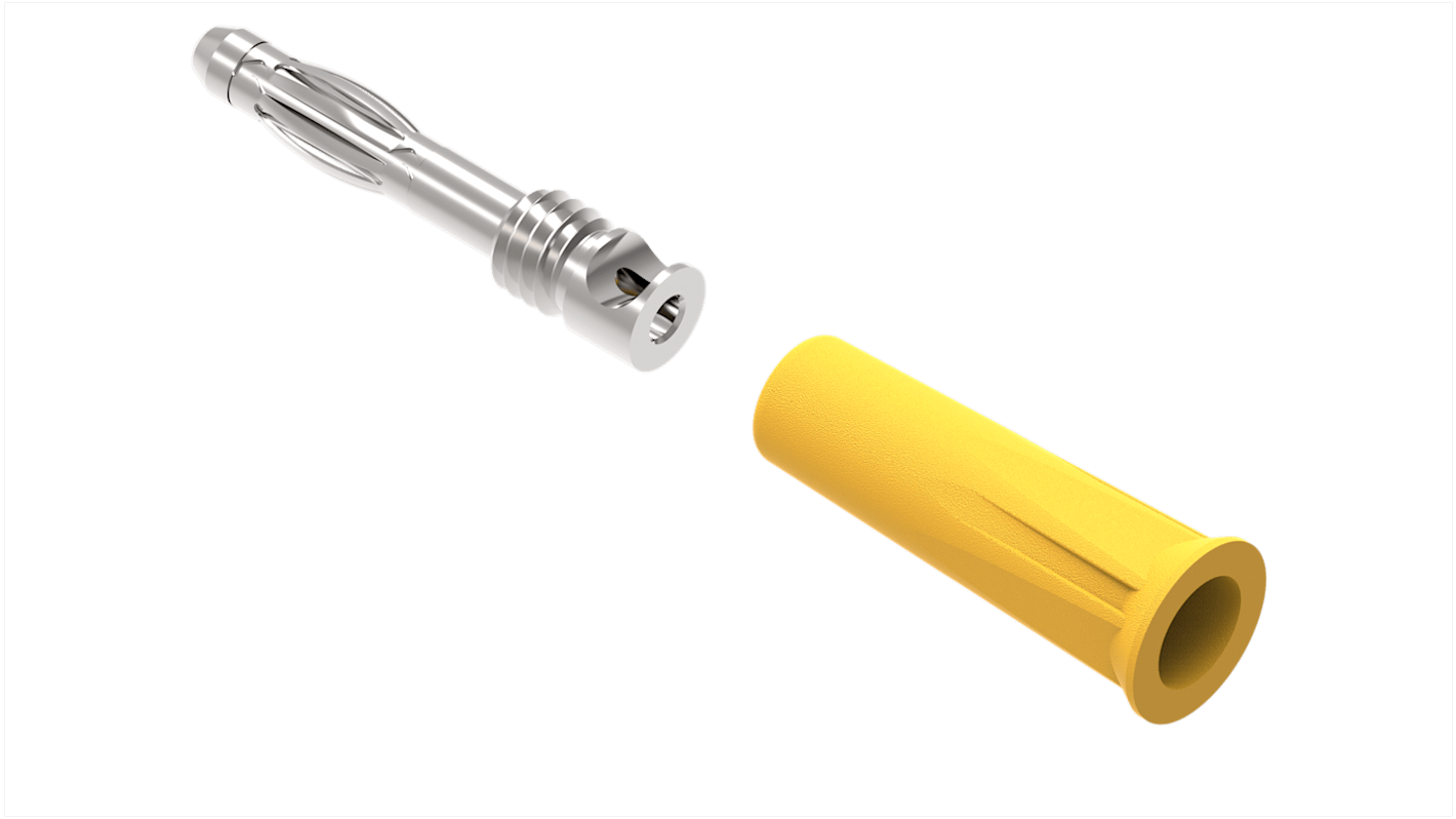 Electro PJP Yellow Male Banana Plug, 4 mm Connector, Screw Termination, 36A, 30/60V ac/dc, Nickel Plating