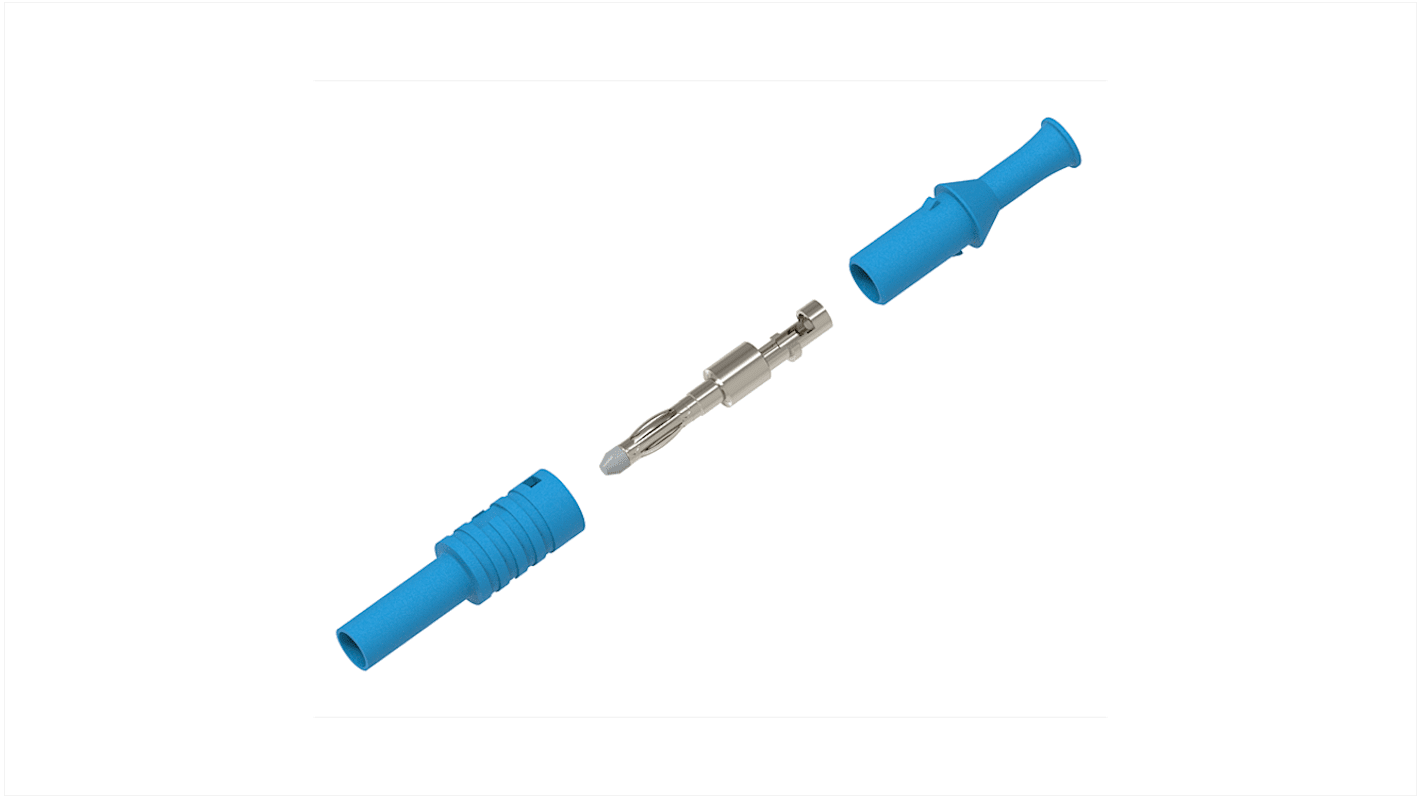 Electro PJP Blue Male Banana Plug, 4 mm Connector, Solder Termination, 36A, 1kV, Nickel Plating