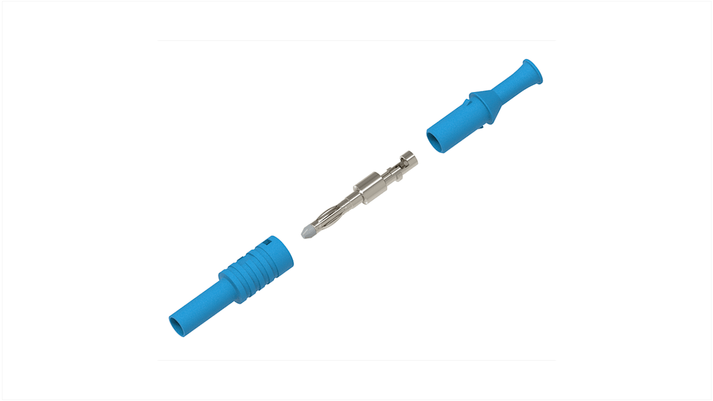 Electro PJP 4 mm Bananenstecker Blau, Kontakt vernickelt, 1kV / 36A, Lötanschluss