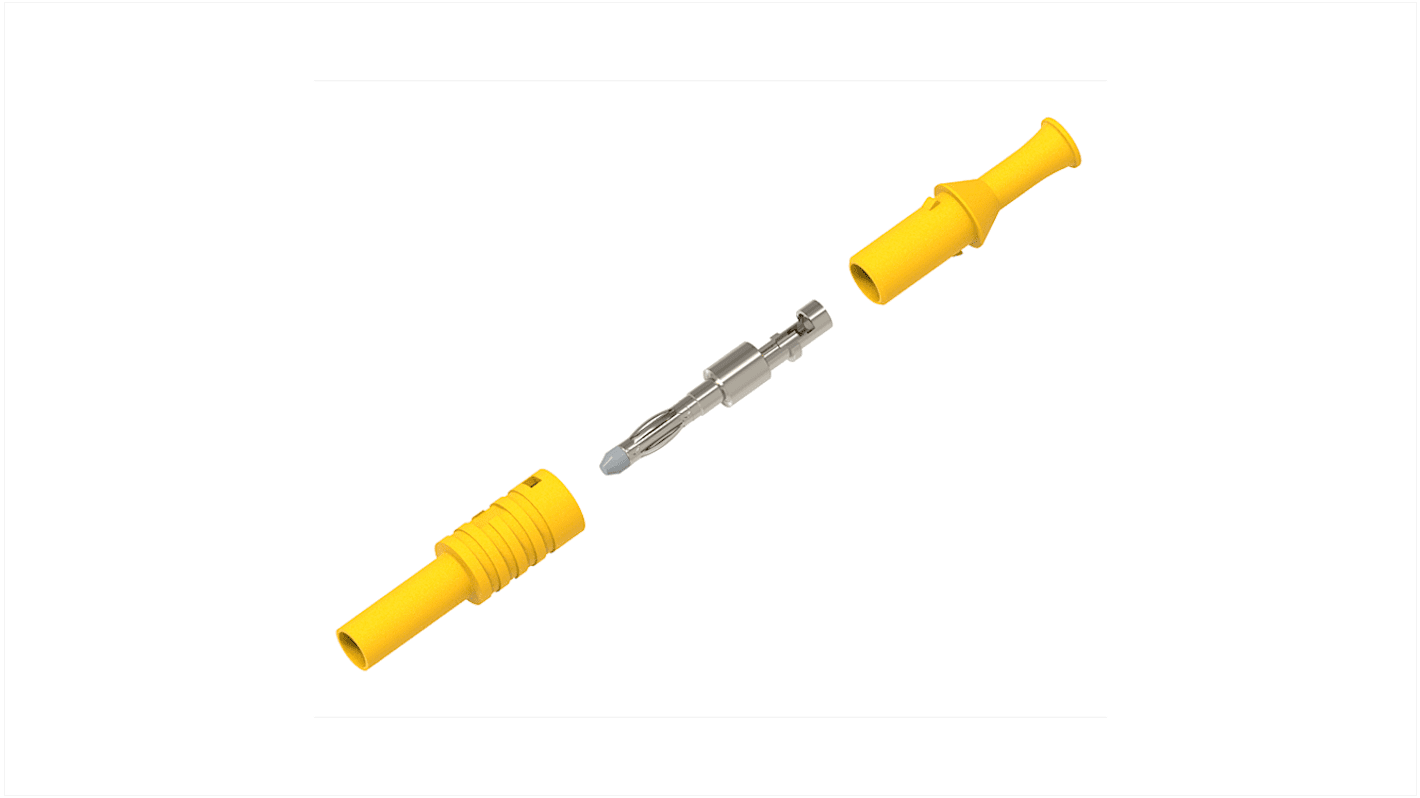 Electro PJP Yellow Male Banana Plug, 4 mm Connector, Solder Termination, 36A, 1kV, Nickel Plating