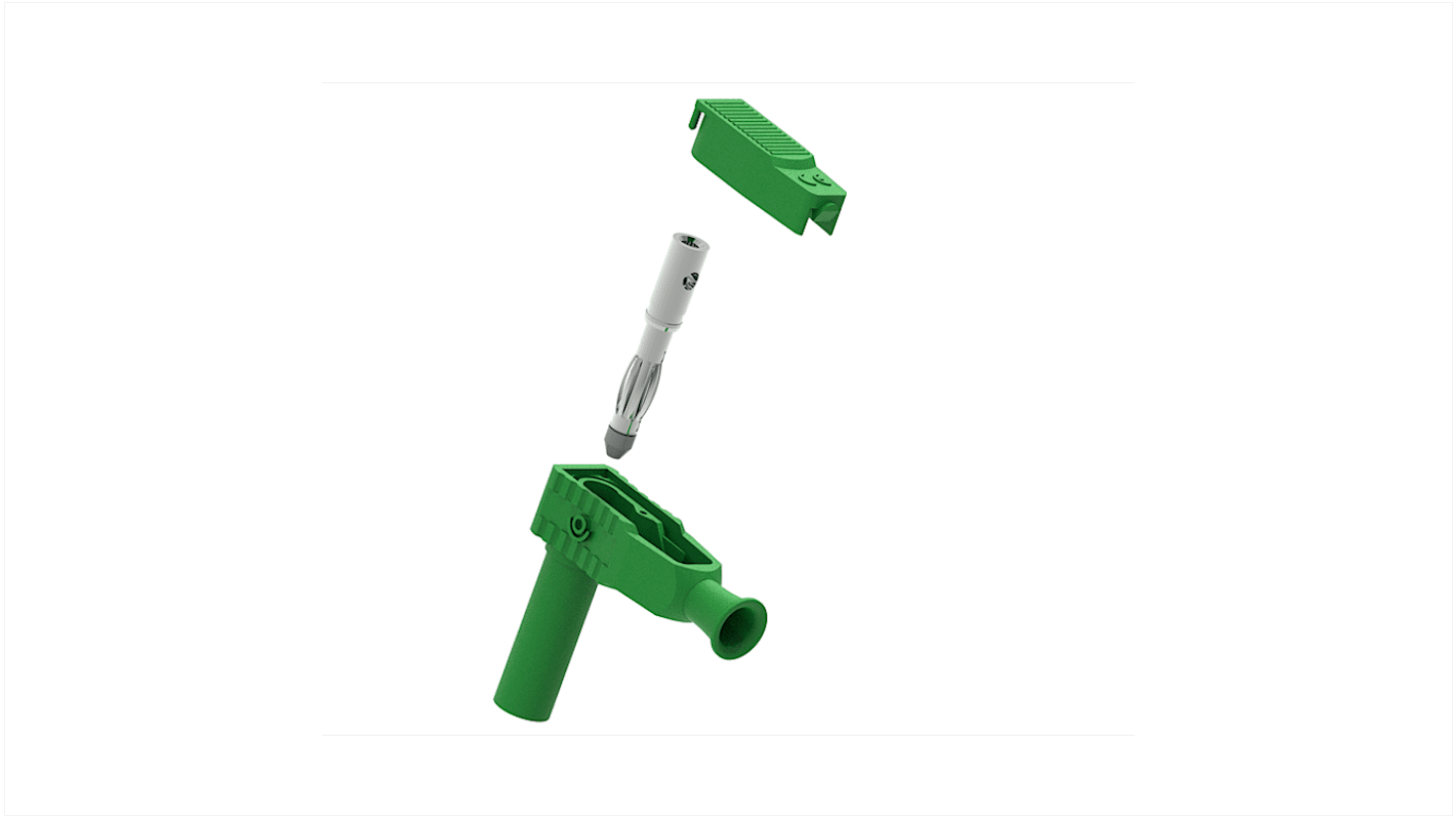 Electro PJP Green Male Banana Plug, 4 mm Connector, Solder Termination, 20A, 1kV, Nickel Plating