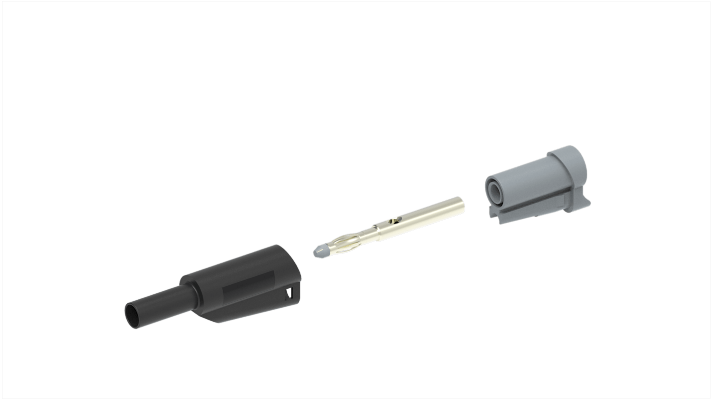 Electro PJP Black Male Banana Plug, 4 mm Connector, Solder Termination, 20A, 1kV, Nickel Plating