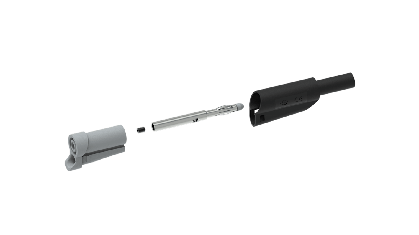 Electro PJP Black Male Banana Plug, 4 mm Connector, Screw Termination, 20A, 1kV, Nickel Plating