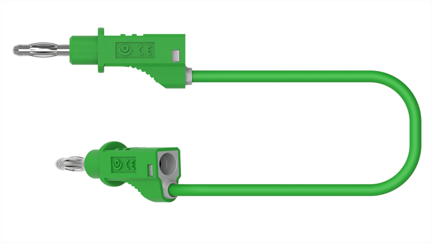 Plug, 12A, 30/60V ac/dc, Green, 100mm Lead Length