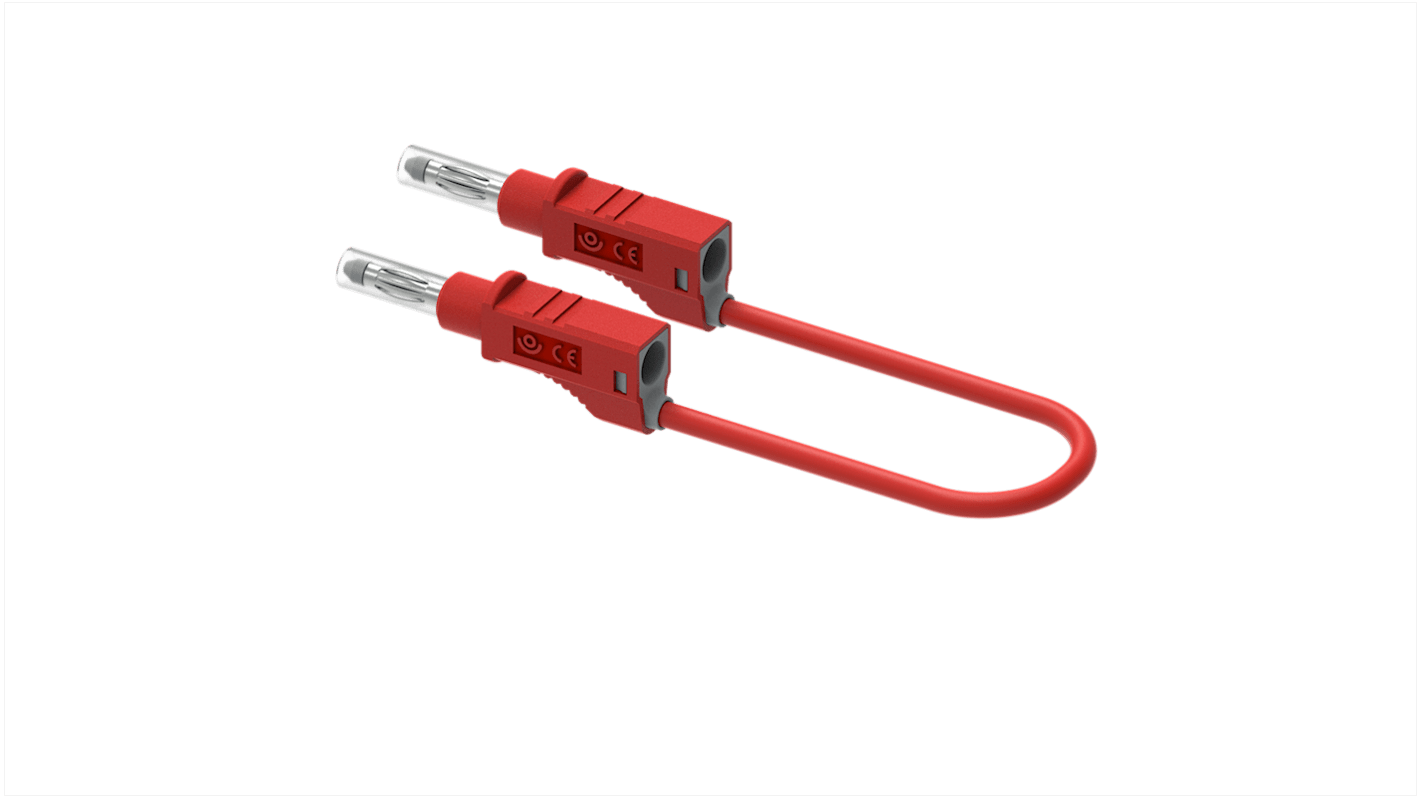 Electro PJP Plug, 12A, 600V, Red, 100cm Lead Length