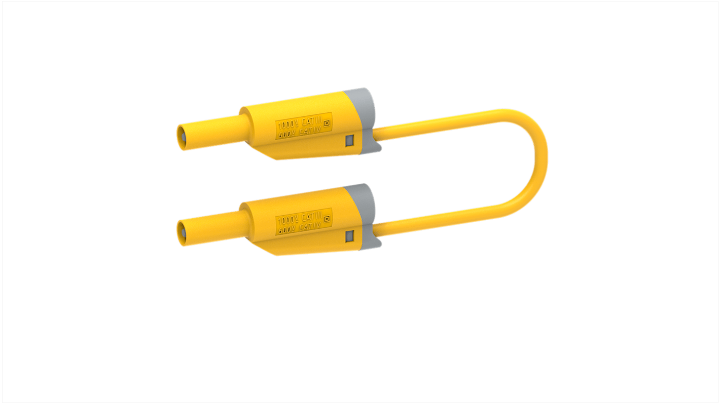 Electro PJP Yellow Male to Male Banana Plug, 4 mm Connector, Plug In Termination, 36A, 1kV, Nickel Plating