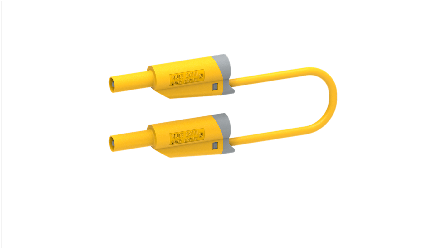 Electro PJP Plug, 12A, 1kV, Yellow, 1m Lead Length