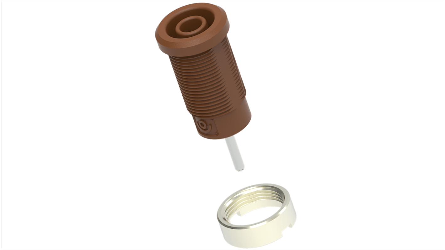 Electro PJP Brown Female Banana Socket, 4 mm Connector, Pin Termination, 36A, 1kV, Nickel Plating