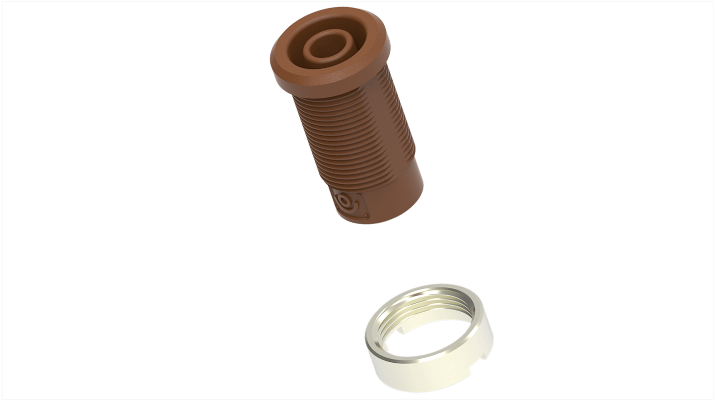 Electro PJP Brown Female Banana Socket, 4 mm Connector, M3 Thread Termination, 36A, 1kV, Nickel Plating