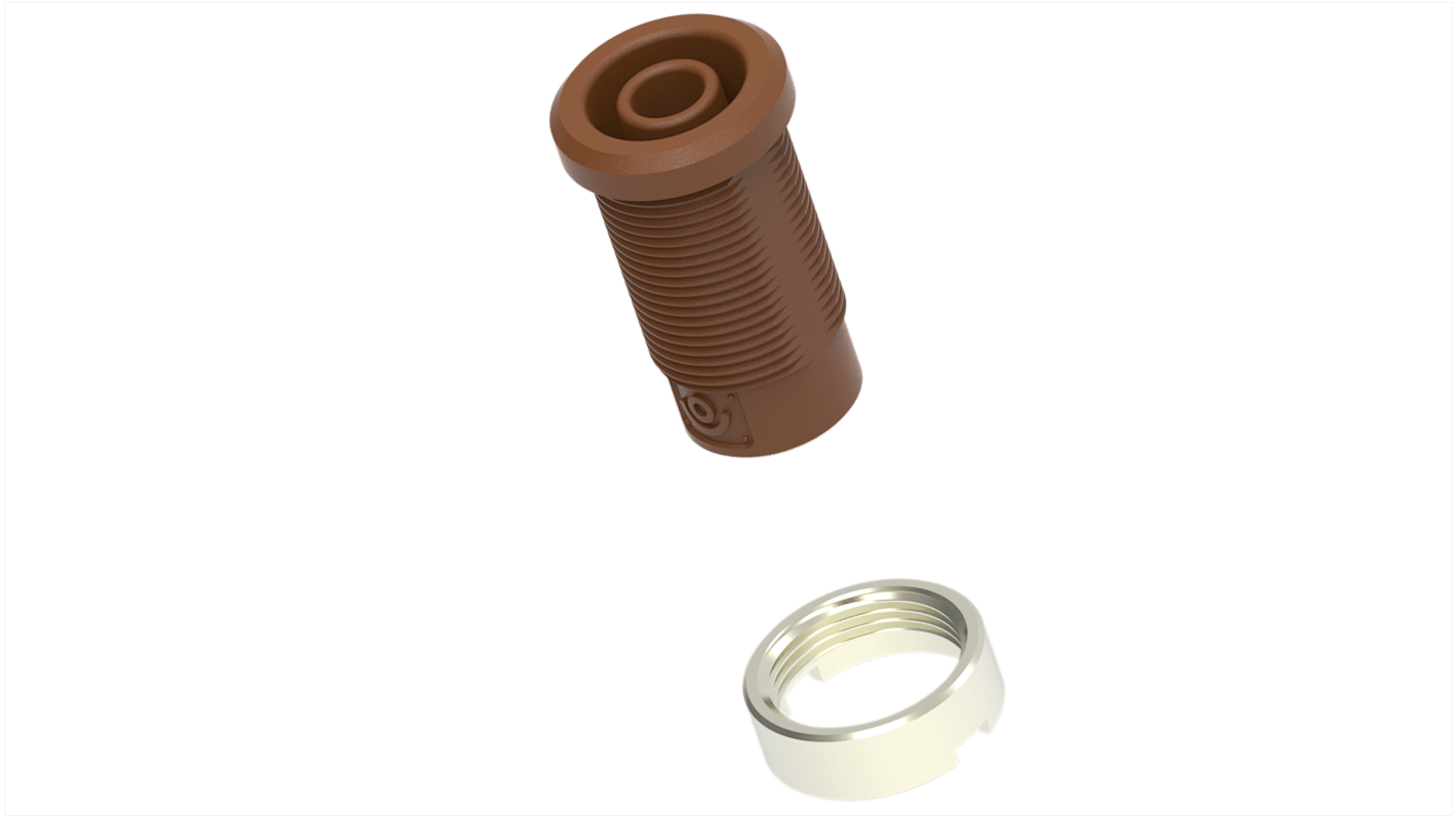 Brown Female Banana Socket, 4 mm Connector, M3 Thread Termination, 36A, 1kV, Nickel Plating