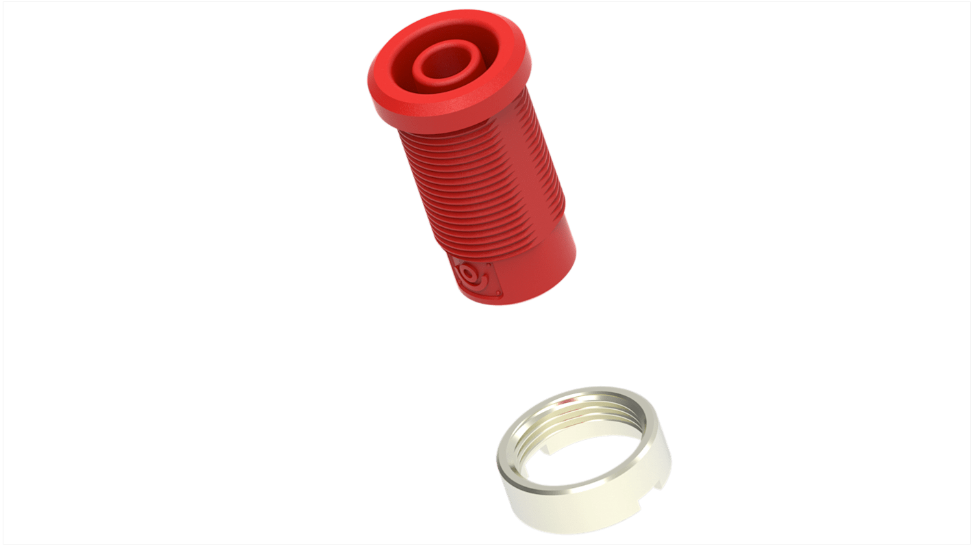 Conector banana hembra Hembra, 36A, 1kV, Contacto Níquel, Rojo