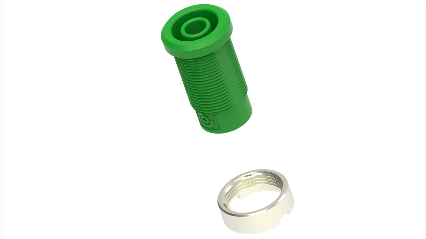 Electro PJP Green Female Banana Socket, 4 mm Connector, M3 Thread Termination, 36A, 1kV, Nickel Plating