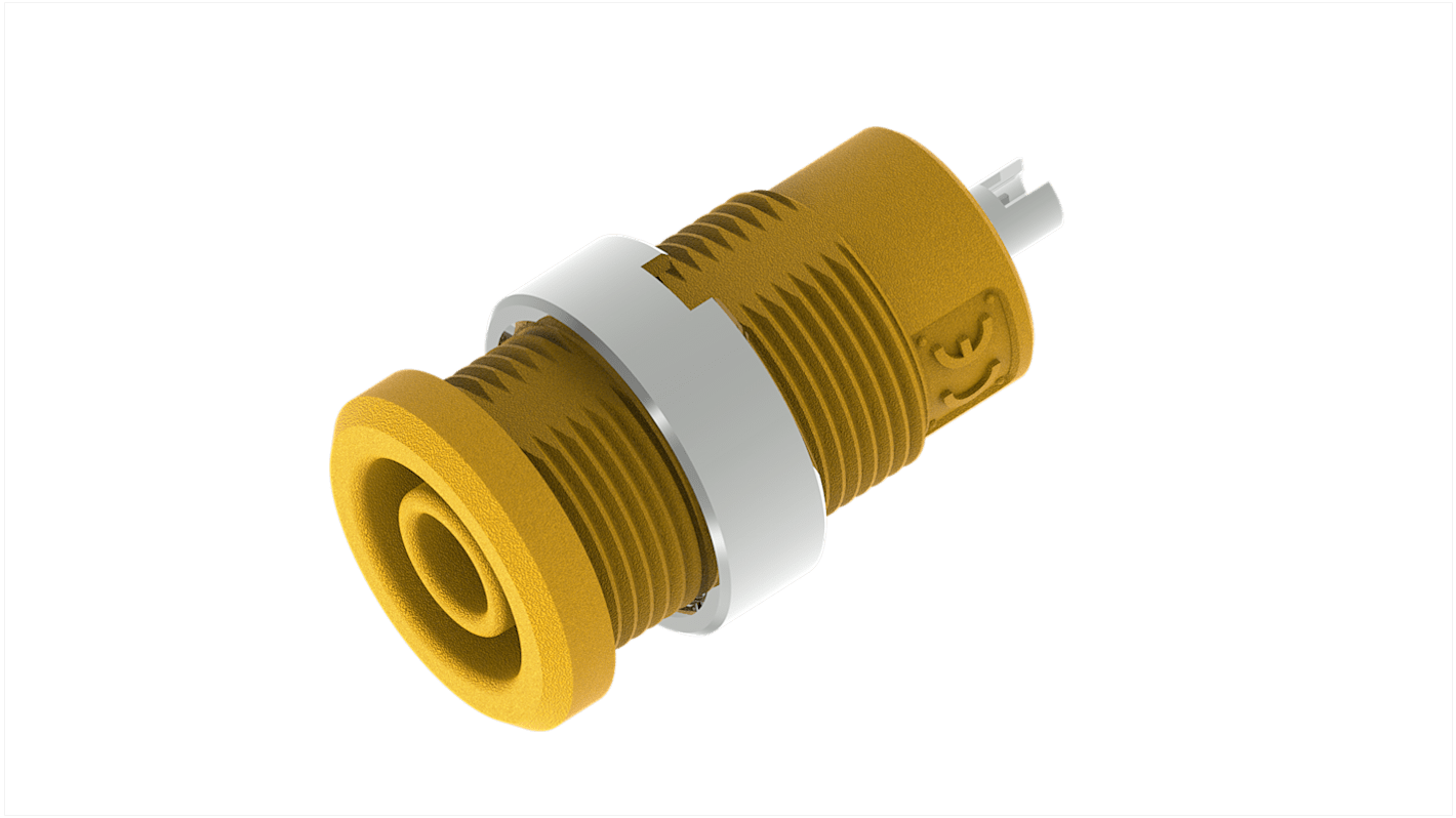Electro PJP Yellow Female Banana Socket, 4 mm Connector, Solder Termination, 25A, 1kV, Nickel Plating