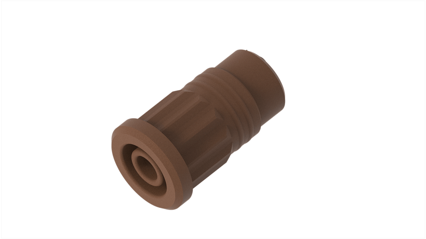 Electro PJP Brown Female Banana Socket, 4 mm Connector, Press Fit Termination, 36A, 1kV, Nickel Plating