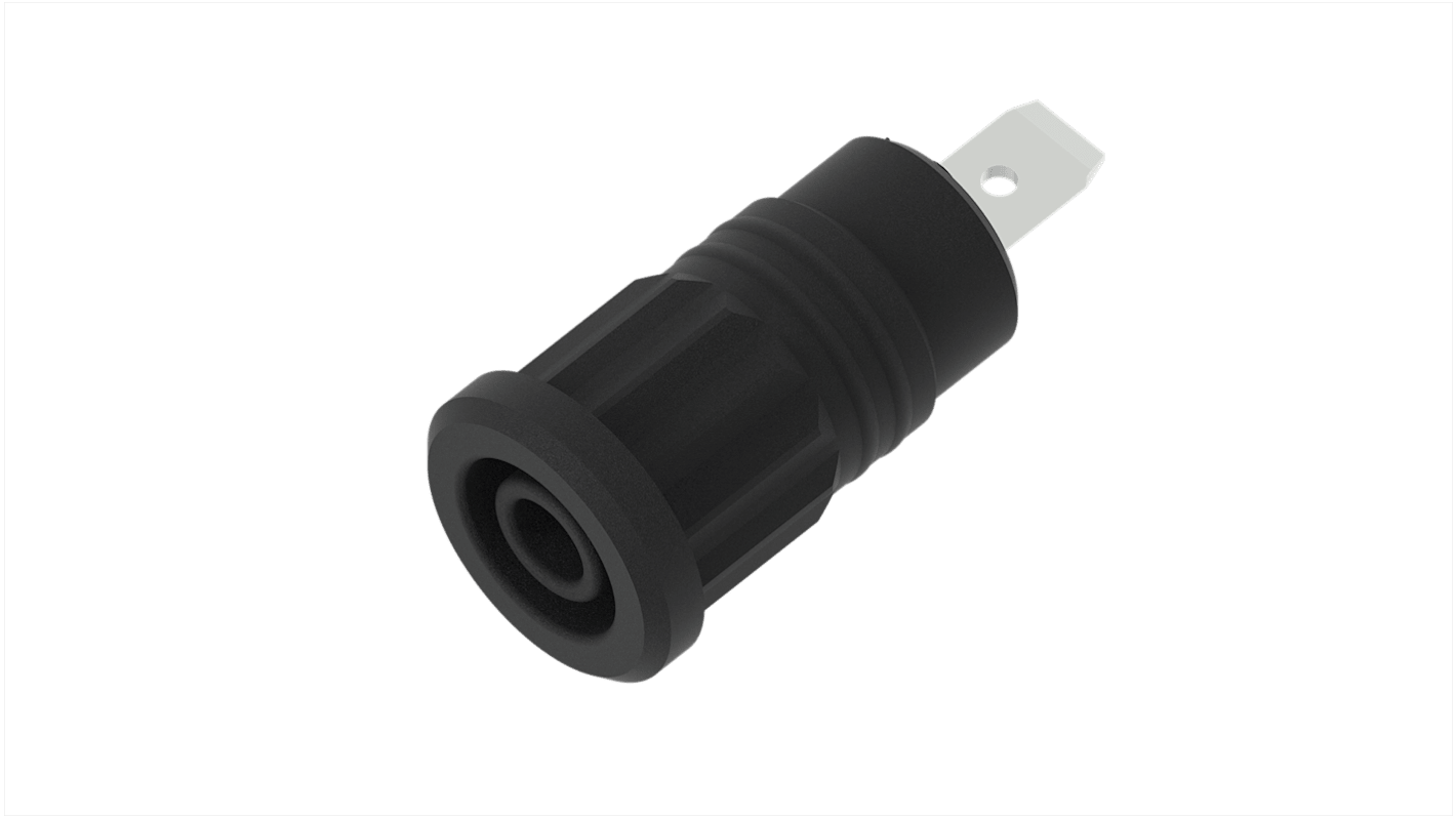 Electro PJP Black Female Banana Socket, 4 mm Connector, Press Fit Termination, 36A, 1kV, Nickel Plating