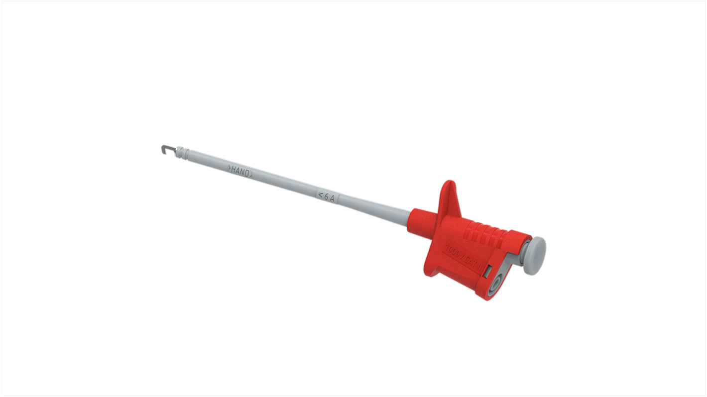 Electro PJP Red Hook Clip with , 6A, 1kV, 4mm Socket