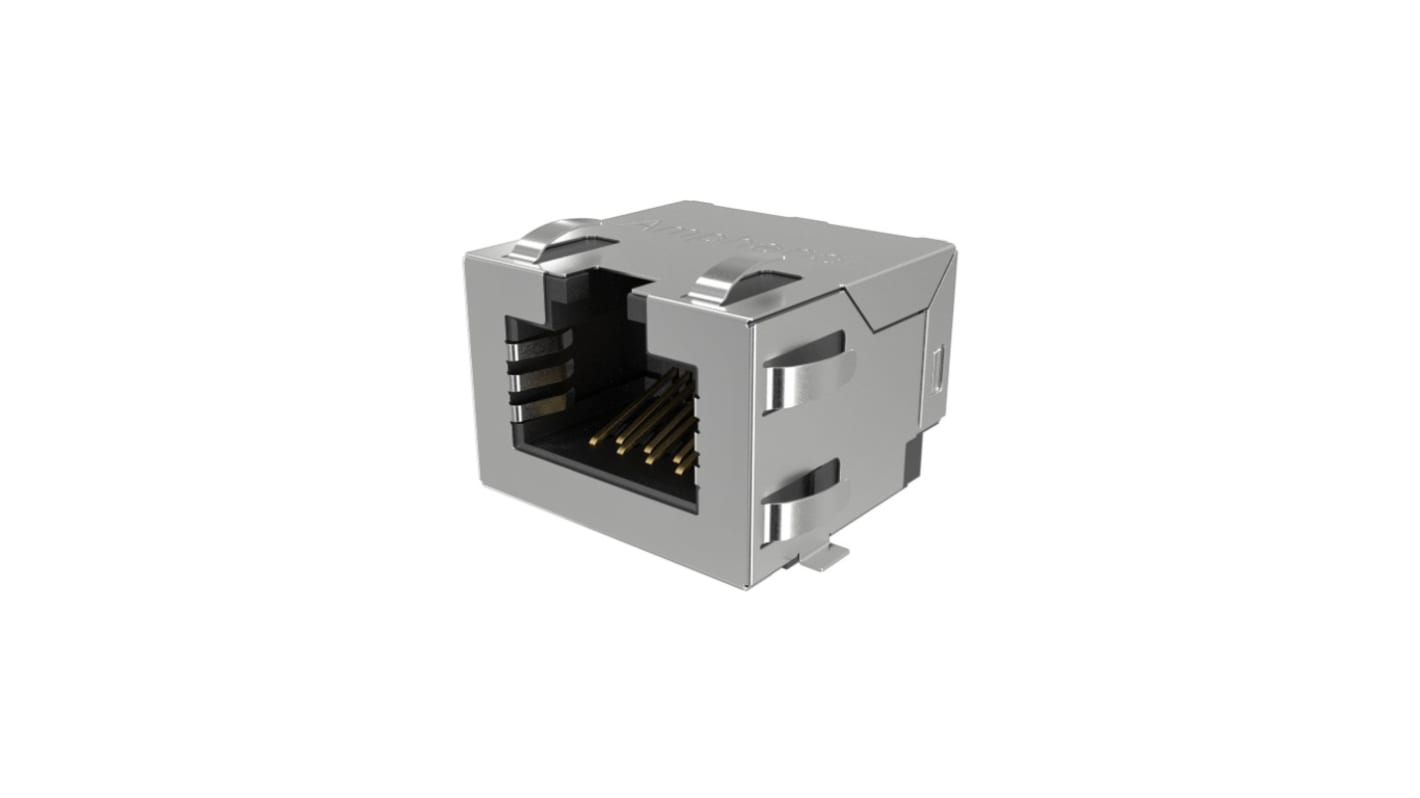 Amphenol Communications Solutions RJE3C18814 Series Female Ethernet Connector, Surface Mount, Cat6a, EMI Shield 1 Port