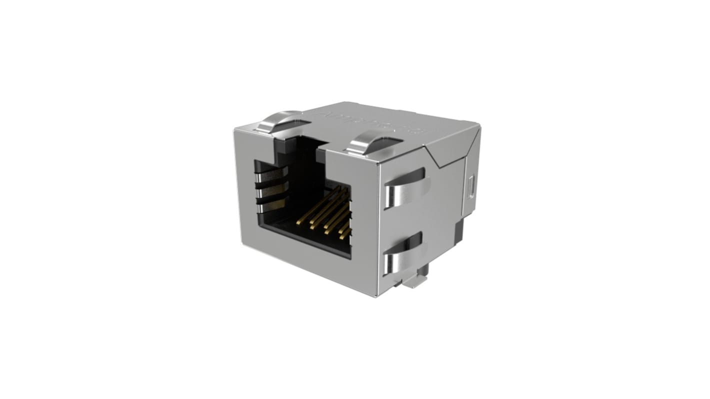 Amphenol Communications Solutions RJE3C18814 Series Female Ethernet Connector, Surface Mount, Cat6a, EMI Shield 1 Port