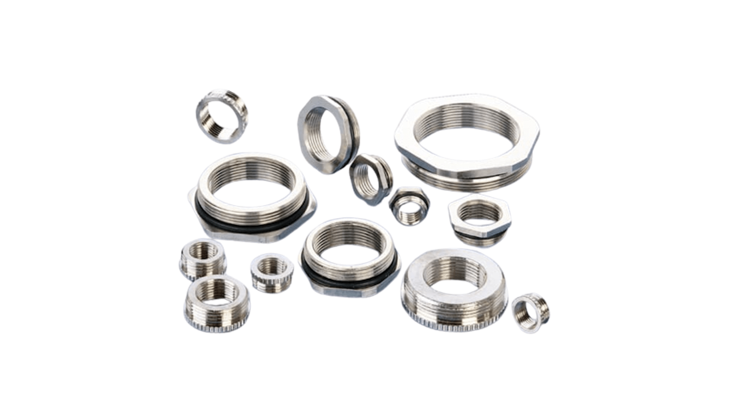 PMA Reducer, Conduit Fitting, M16/M12 Nominal Size, M16, Nickel Plated Brass, Metallic