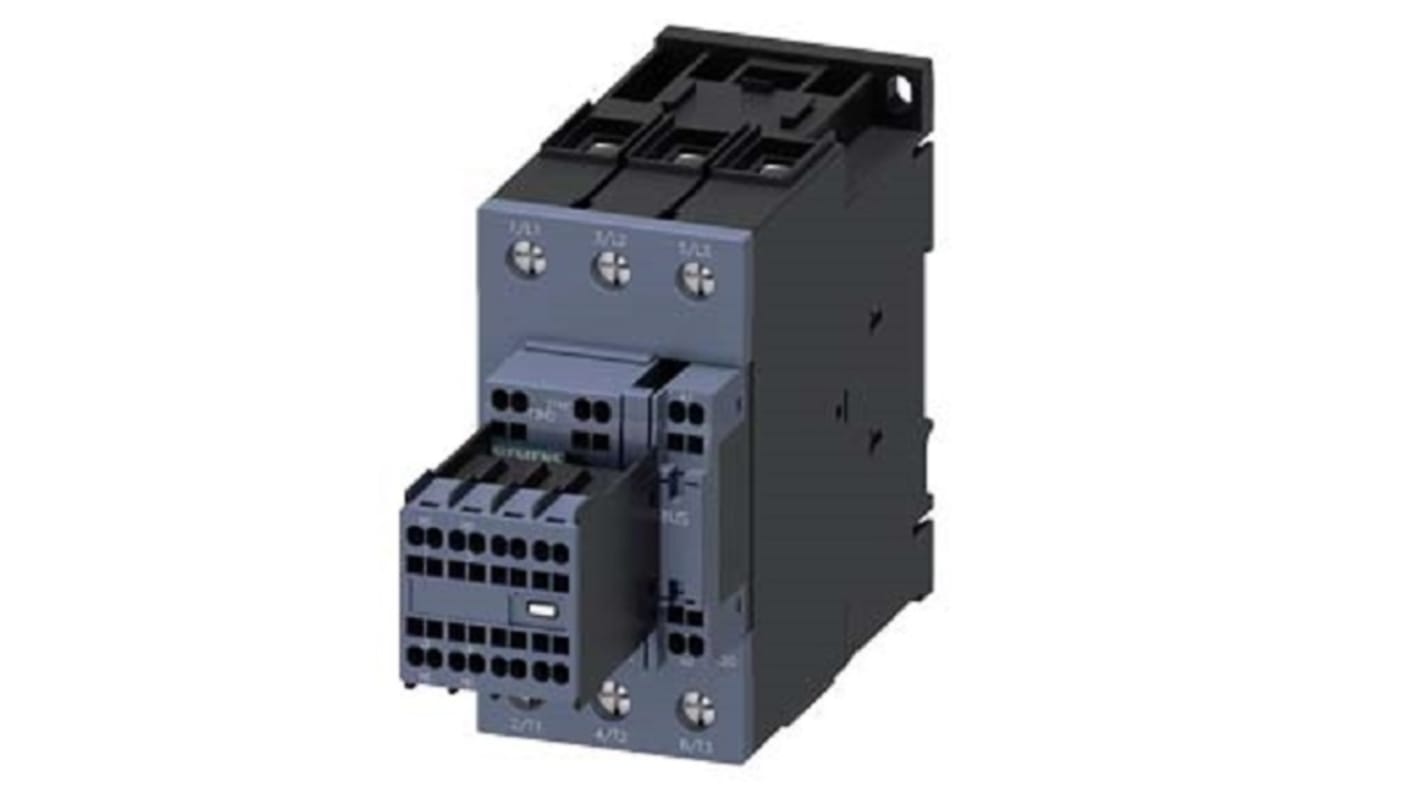 Siemens SIRIUS 3RT Size S2, 3RT2 Contactor, 110 V ac Coil, 3-Pole, 51 A, 22 kW, 2NO/2NC, 110 V ac