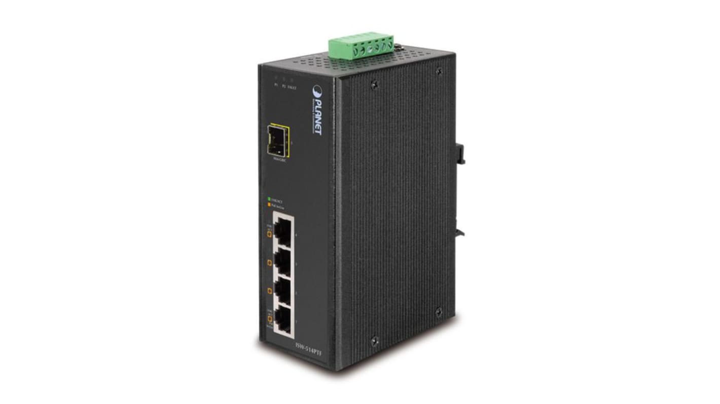Planet ISW-514PTF Ethernet-Switch PoE 5-Port Unmanaged RJ-45