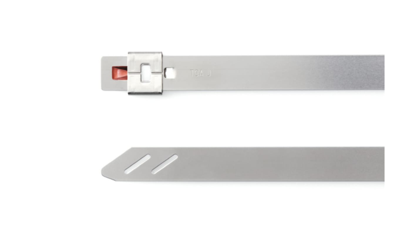 HellermannTyton Cable Ties, , 500mm x 5.9 mm, Metallic 304 Stainless Steel, Pk-100