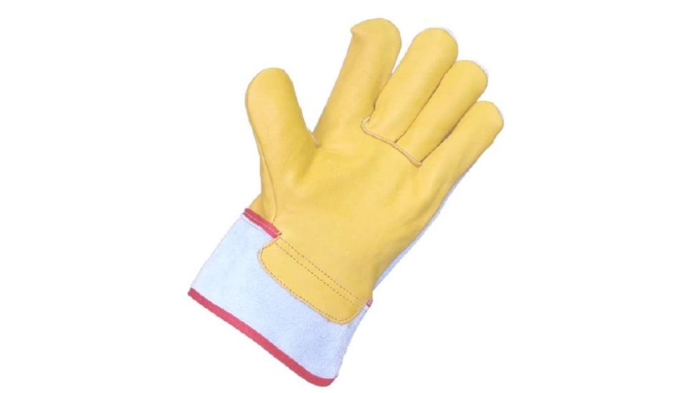 Liscombe 414 Yellow Leather Material Handling Work Gloves, Size 9