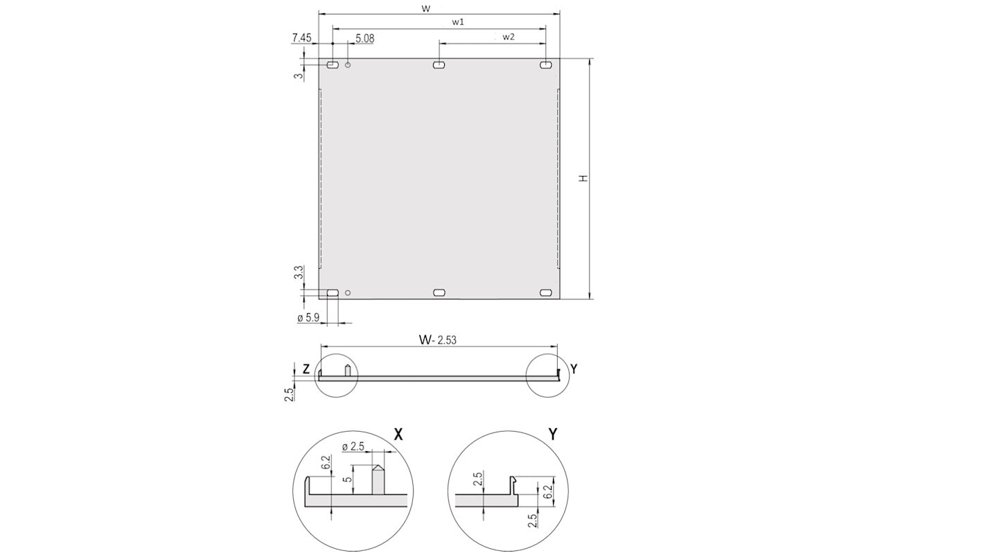 Panel Frontal nVent-SCHROFF serie 30848 de Aluminio, 261.8 x 30.1mm