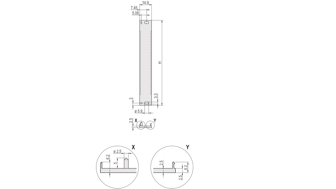 Panel Frontal nVent-SCHROFF serie 30849 de Aluminio, 128.4 x 14.9mm