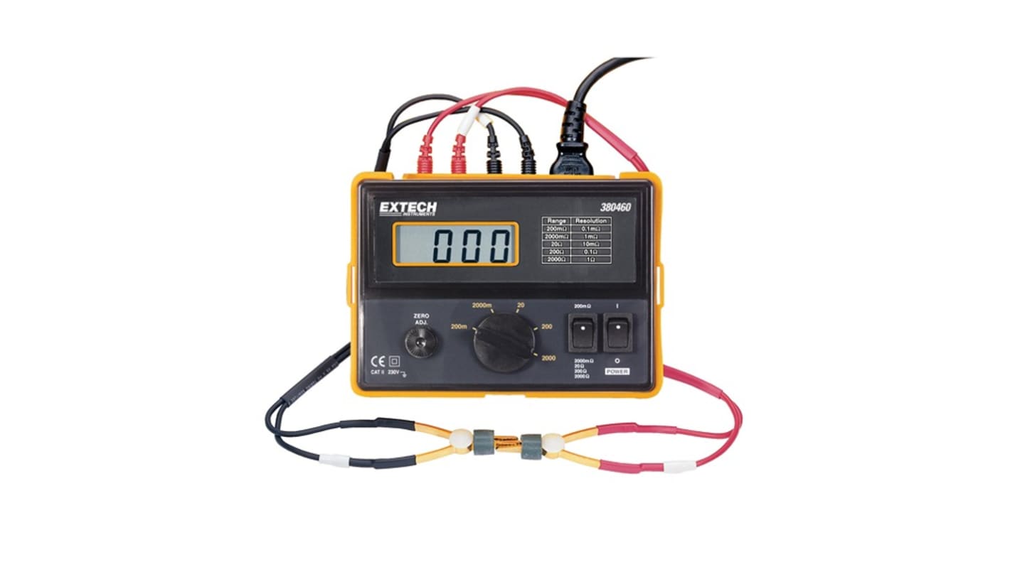 Extech 380460 Ohm Meter, 2000 Mega Ohm Max, Low Resistance