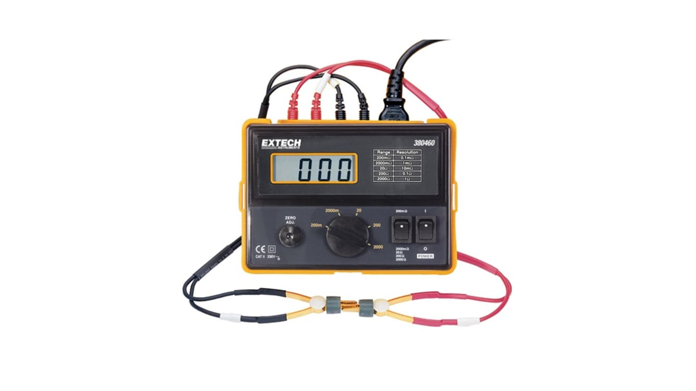 Extech 380460-NIST Ohm Meter, 2000 Mega Ohm Max, Low Resistance