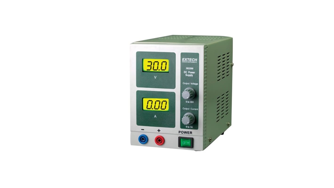 Extech 382 Series Bench Power Supply, 0 → 30V dc, 1A, 1-Output