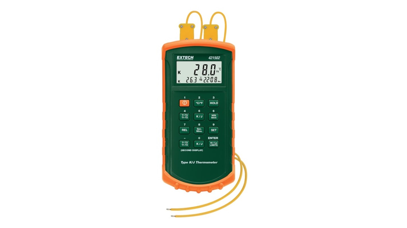 Termometr J, K liczba wejść 2 +2498°F Podwójne wejście Extech
