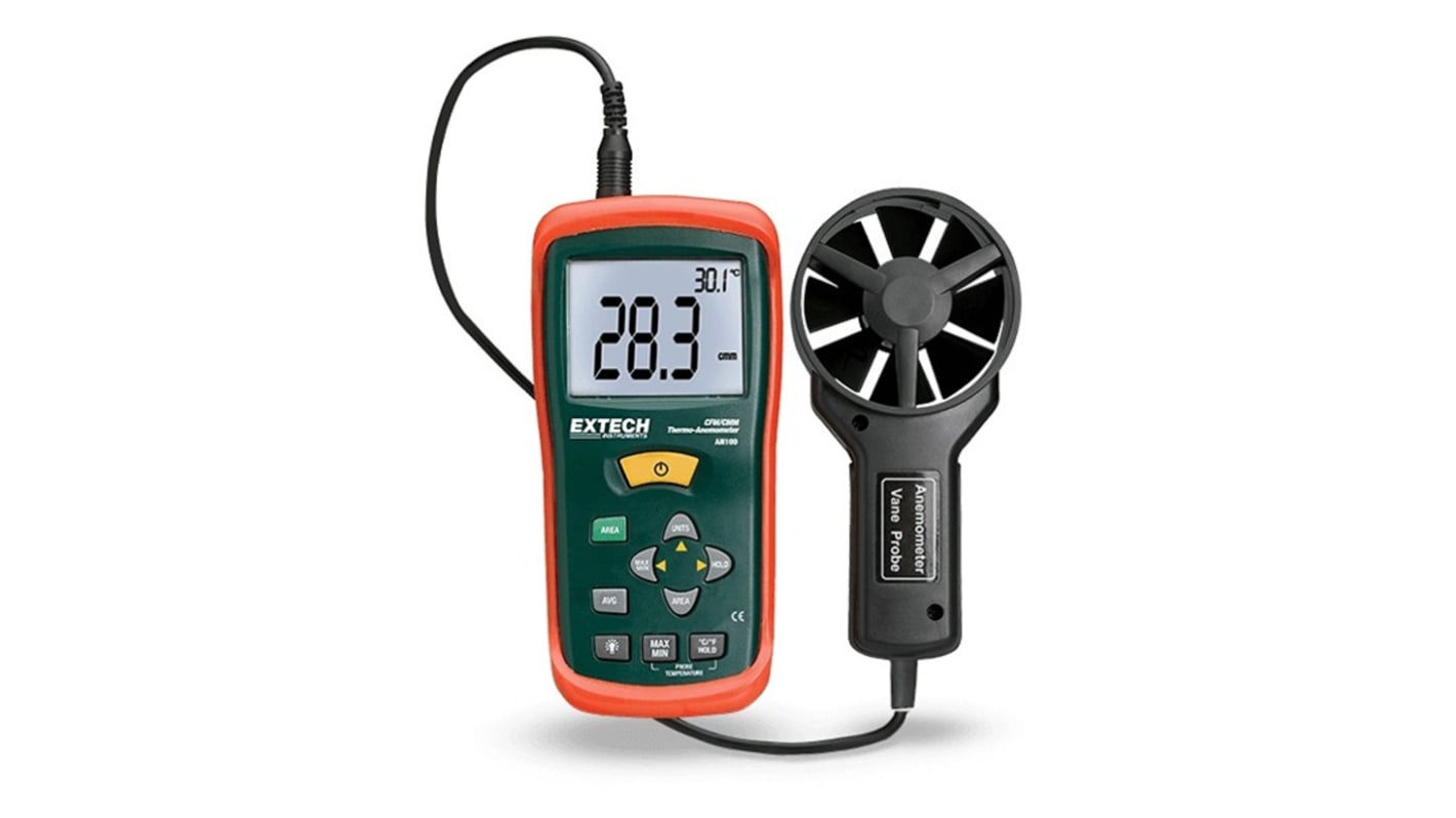 Extech AN100-NIST Vane Anemometer, 30m/s Max, Measures Air Flow, Air Velocity, Temperature