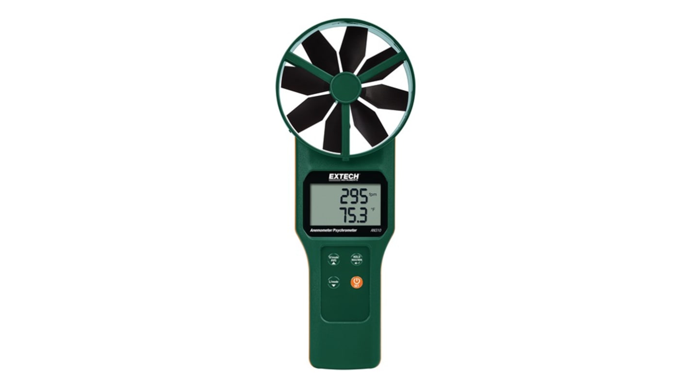 Extech AN310 Vane Anemometer, 30m/s Max, Measures Air Flow, Air Temperature, Air Velocity, Dew Point, Relative Humidity