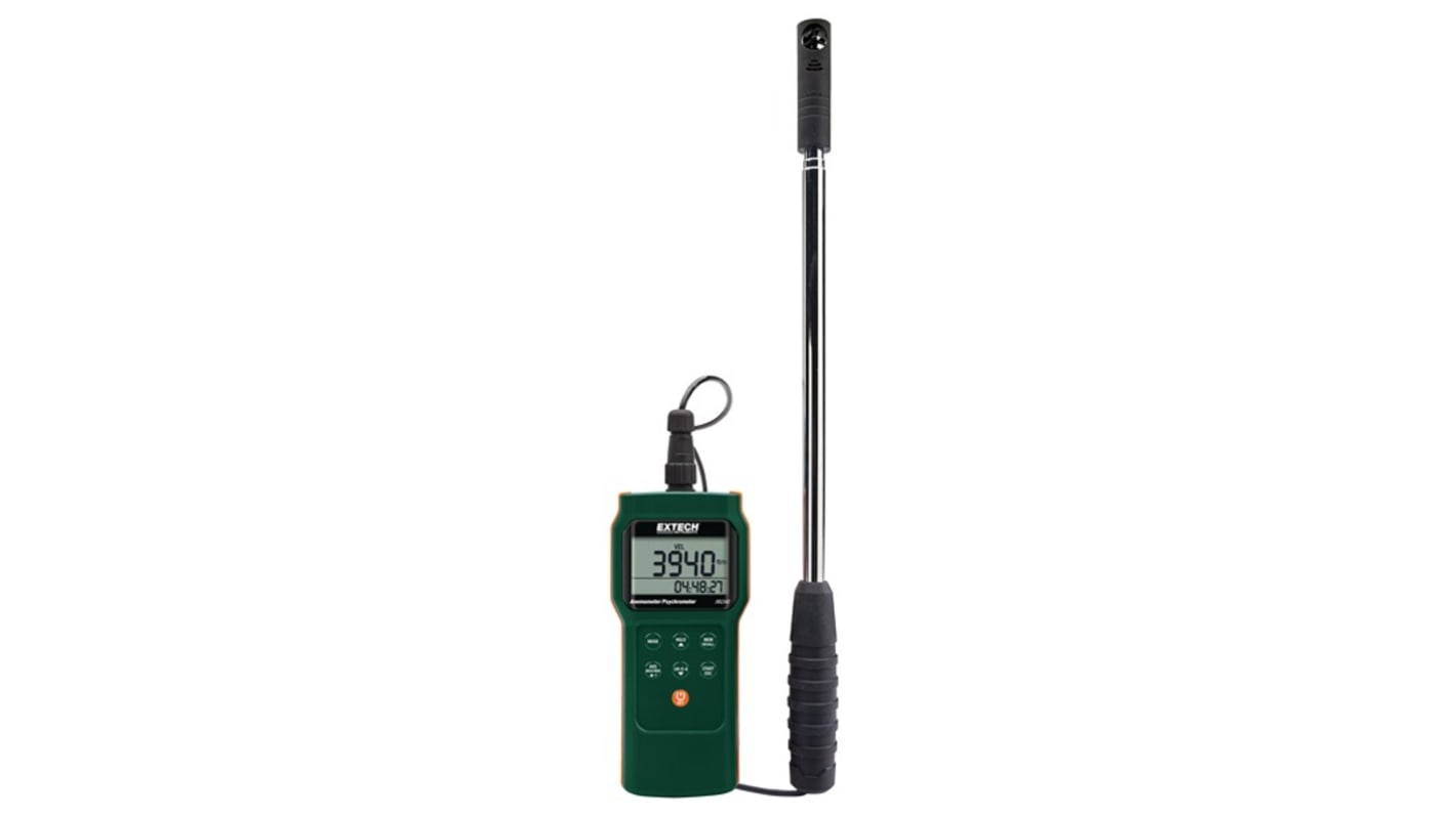 Extech AN340 Vane Anemometer, 20m/s Max, Measures Air Flow, Air Temperature, Air Velocity, Dew Point, Relative Humidity