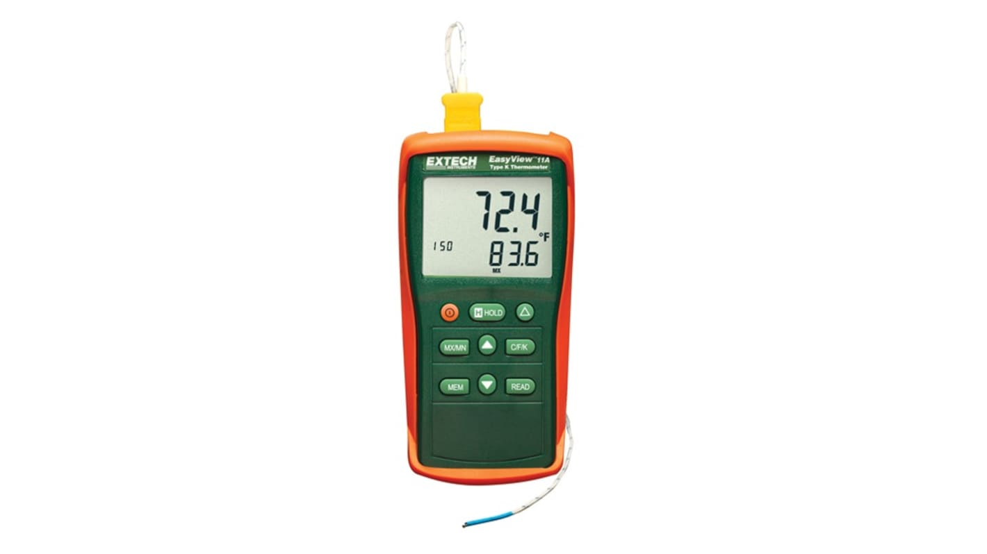 Extech EA11A-NIST Handheld Thermometer for Temperature measurement Use, K Probe, 1 Input(s), +1999°F Max, ±0.3 %