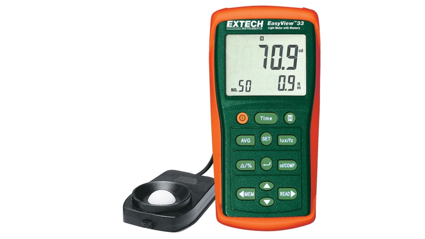 Extech EA33 Light Meter, 0.01lx to 999900lx, ±3 %