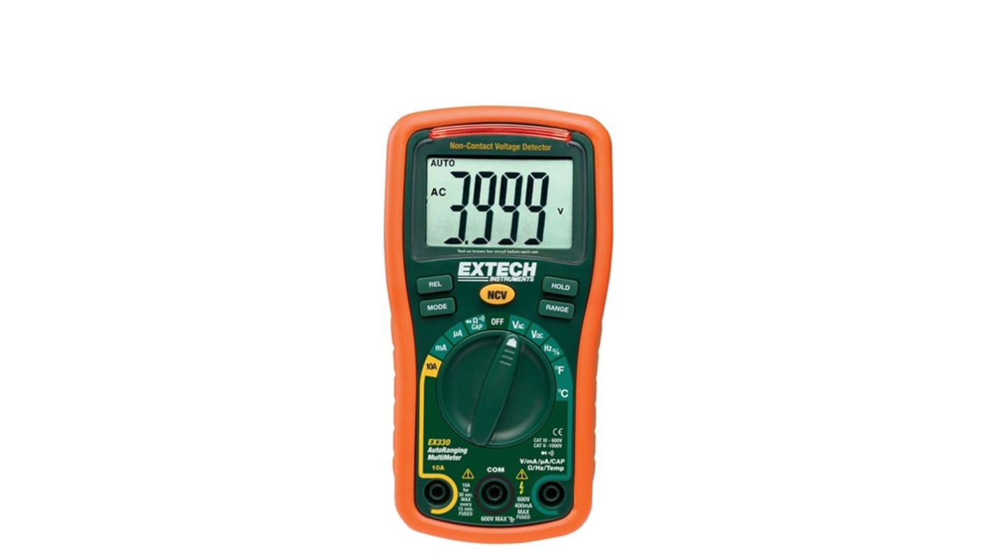 Extech EX330-NIST LED Multimeter, 10A ac Max, 10A dc Max, 600V ac Max