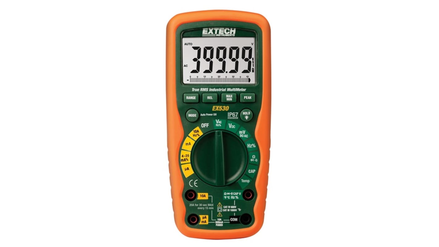 Extech EX530-NIST LCD hinterleuchtet Multimeter 1000V ac / 20A ac