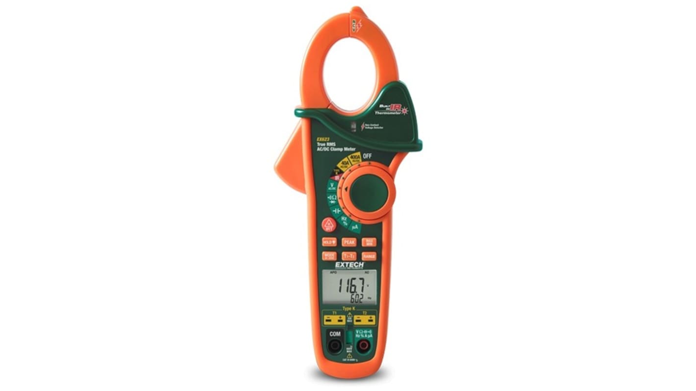 Extech EX623-NISTL Clamp Meter, 400A dc, Max Current 400A ac CAT III 600V