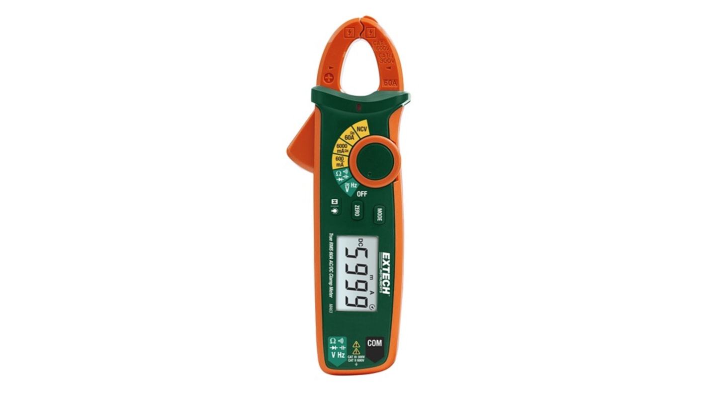 Extech MA63-NIST Clamp Meter Wireless, 60A dc, Max Current 60A ac CAT III 300V V, CET II 600V V