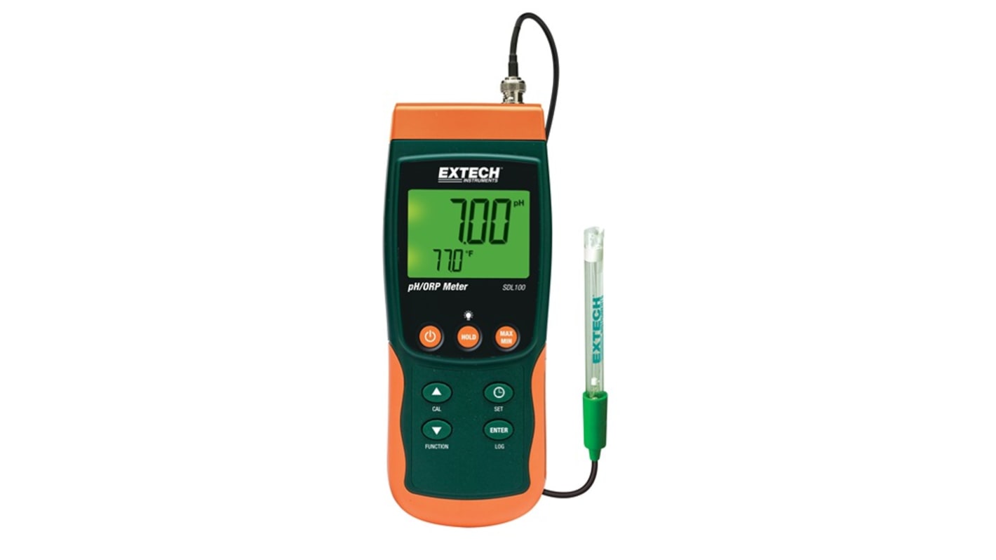 Extech SDL100 pH Meter, ±0.02pH Accuracy, 0.01pH Resolution, 14pH Max, 65 °C Max